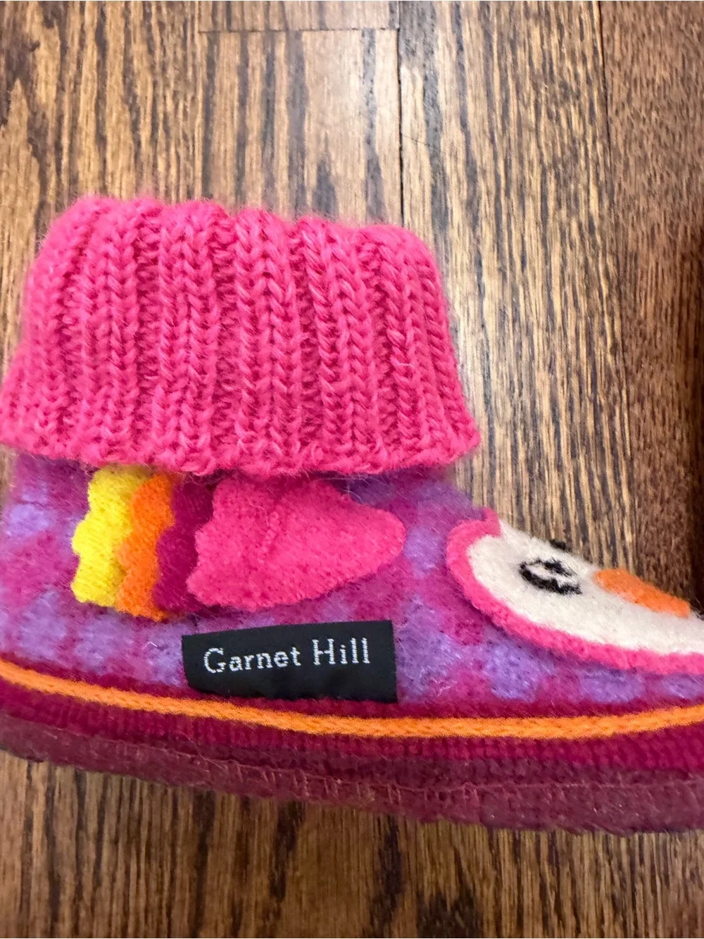 Garnet Hill Pink Penguin Slipper Socks for Kids
